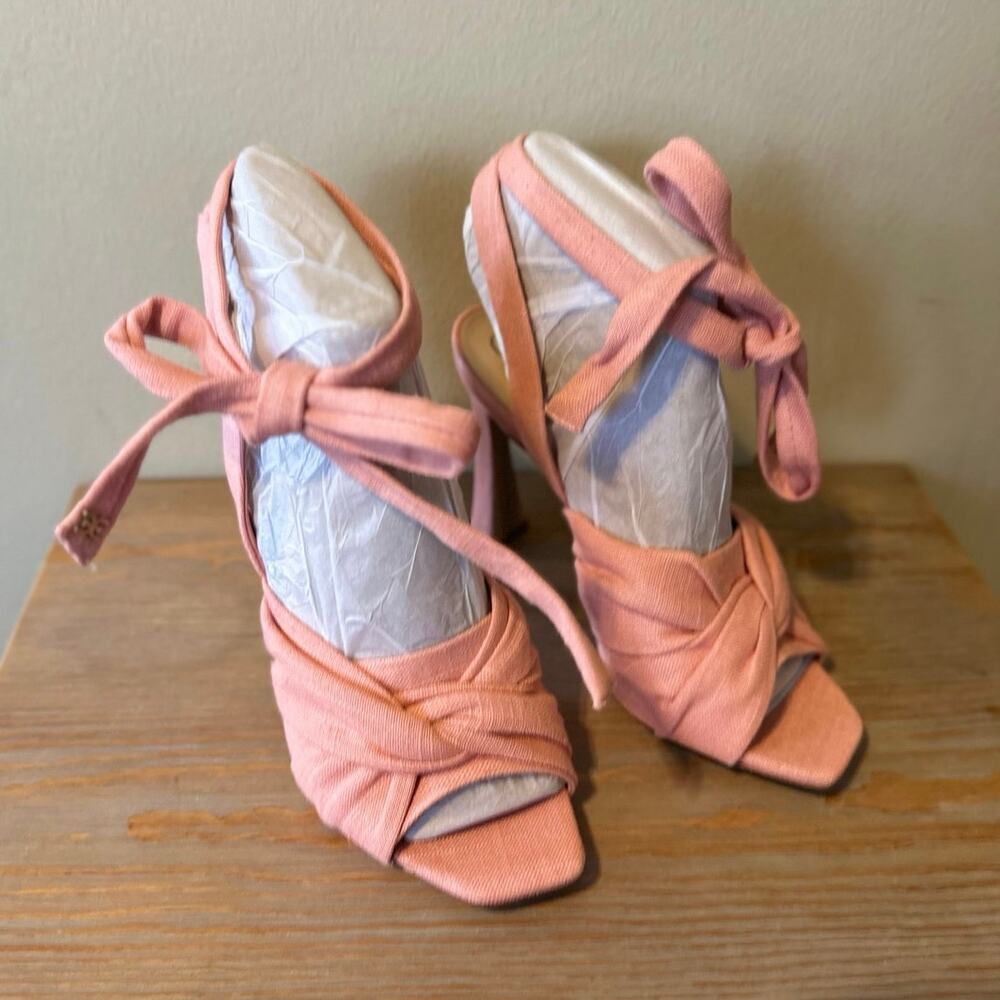 Sam Edelman Sandals Women's 9 Lenora Canyon Clay Linen Lenora Ankle Tie Shoes - Picture 3 of 11